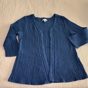 Croft & Barrow Textured Denim Blue Cardigan